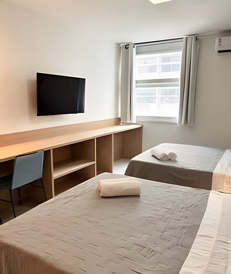 Studio de Alto Padrão no Centro | 2 Camas Casal