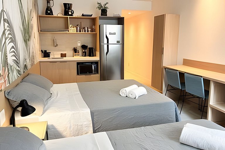 Studio de Alto Padrão no Centro | 2 Camas Casal